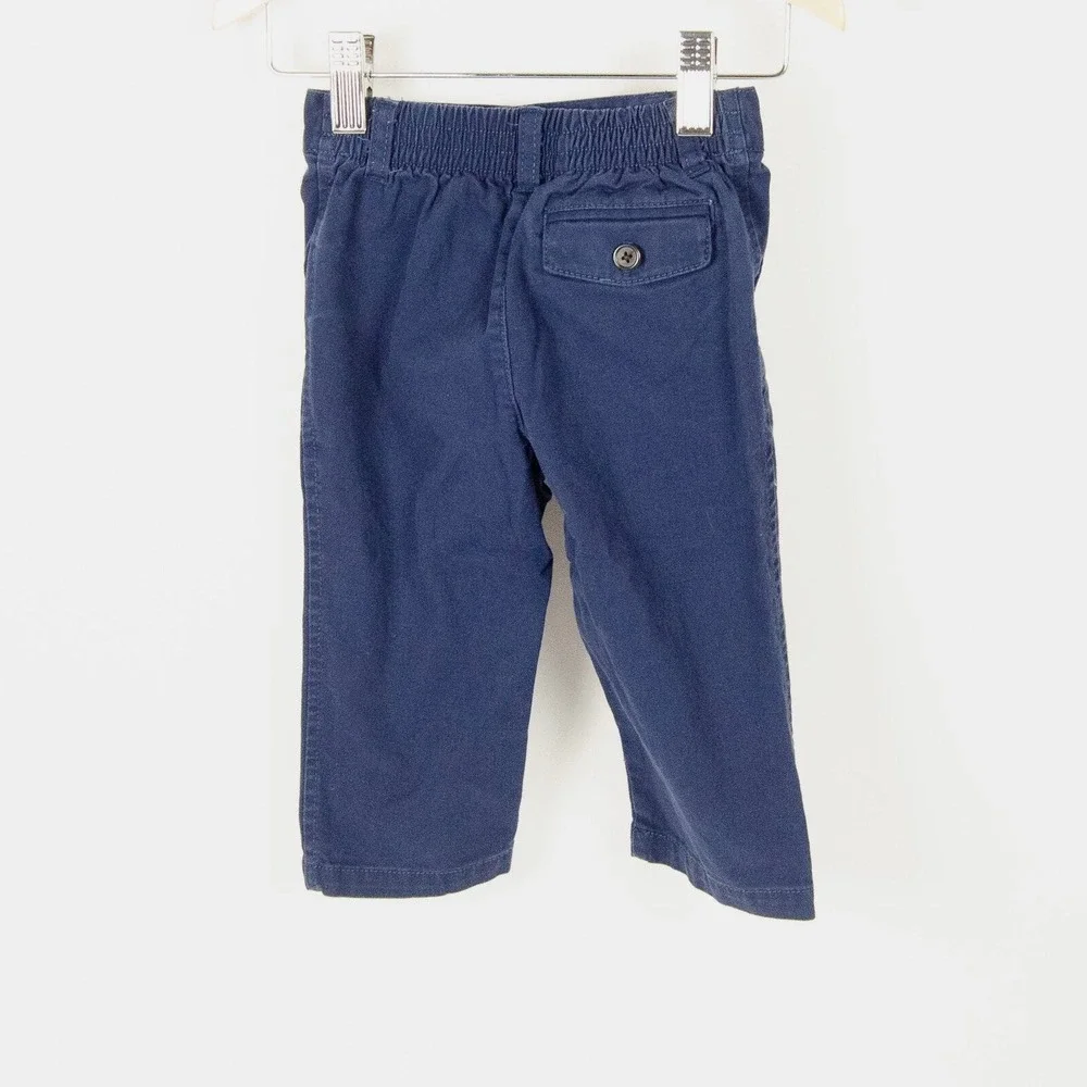 Ralph Lauren Chino Pants Kids 12M Navy Blue‎ Cotton Twill Elastic Waist Trousers